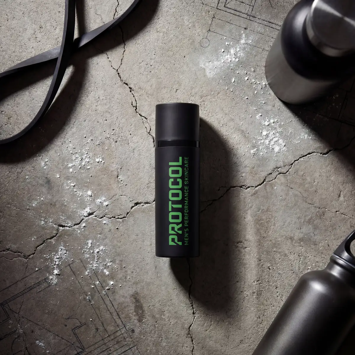 Dave C., founder of Protocol Skincare, in the gym — post-workout skin recovery for men who train